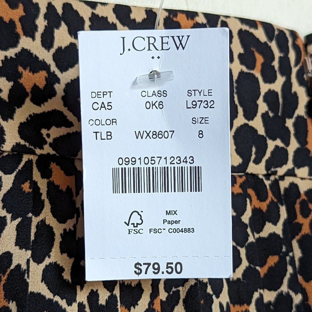 J. Crew size 8 leopard print pleated midi skirt NWOT - Picture 5 of 6